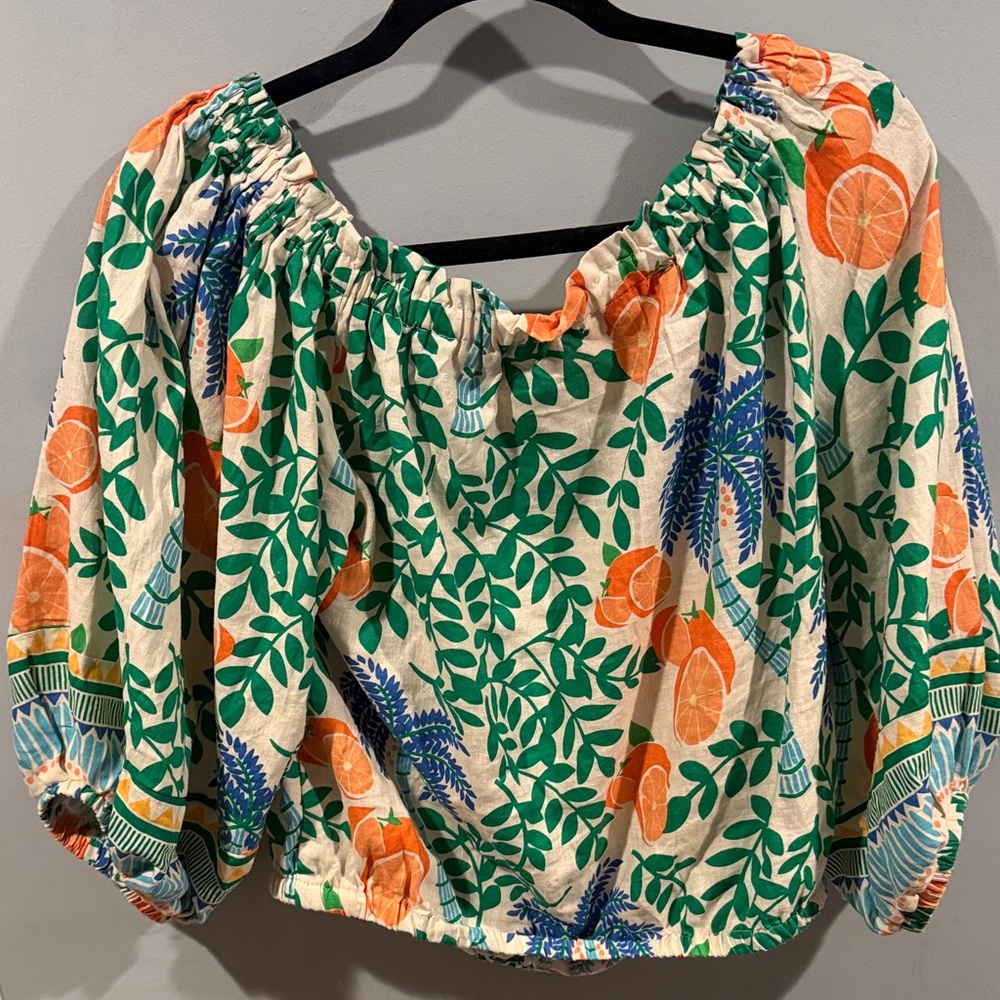 C&C California Green and Orange Floral Blouse - Picture 3 of 9